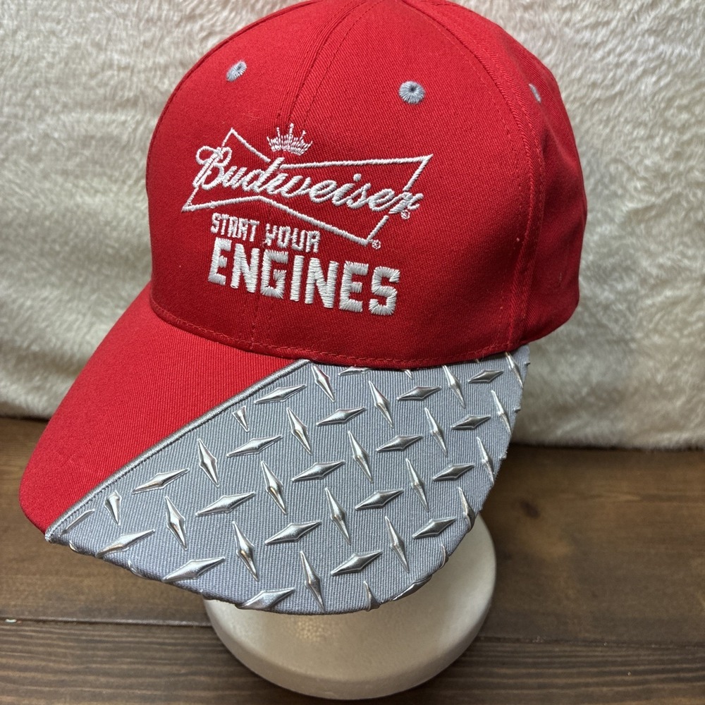 Budweiser Racing Strapback Hat Trucker Start Your Engines Cap America Adj. EUC